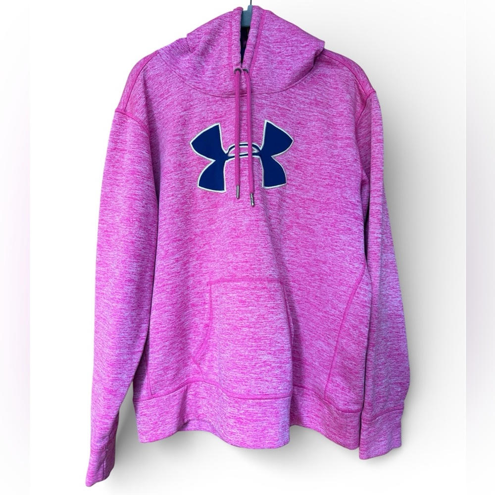 Under Armour Pink Heather Hoodie with Navy Logo